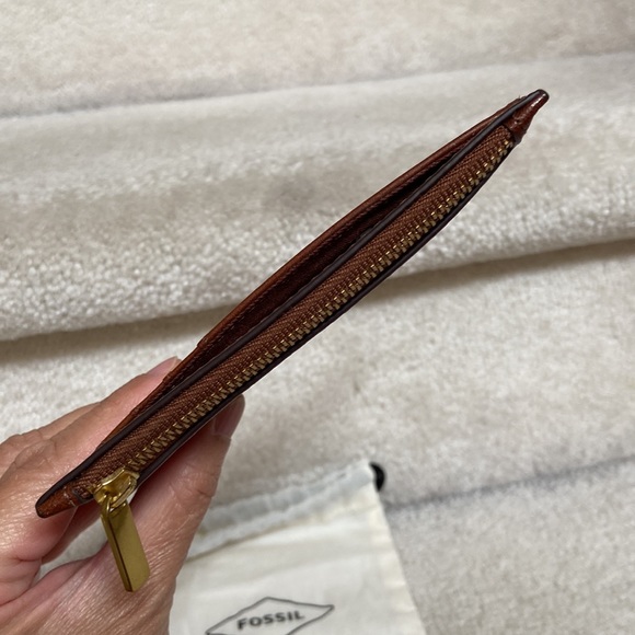 fossil logan leather zip slim wallet / card case - Picture 4 of 8